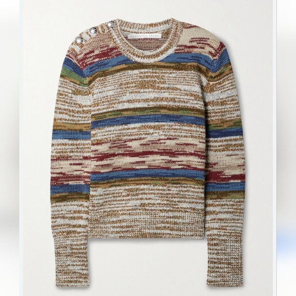 Veronica Beard Sweaters - Veronica Beard Sohani crewneck‎ knit metallic space-dyed button sweater Size M